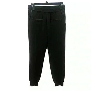 The Kooples Black Lambskin  Leather Trim Joggers Size Small